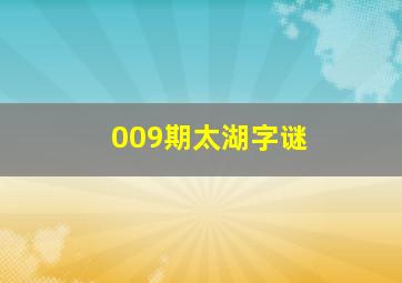 009期太湖字谜