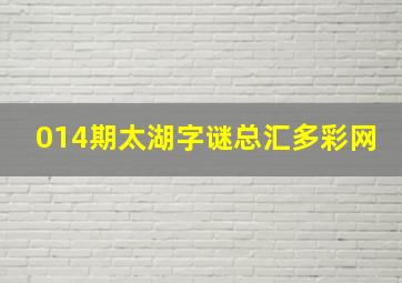 014期太湖字谜总汇多彩网