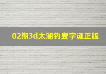 02期3d太湖钓叟字谜正版