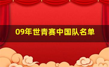 09年世青赛中国队名单