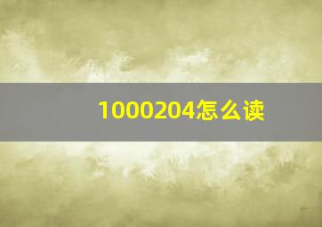 1000204怎么读