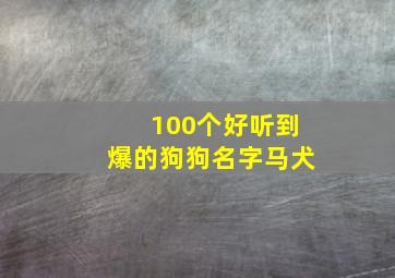 100个好听到爆的狗狗名字马犬