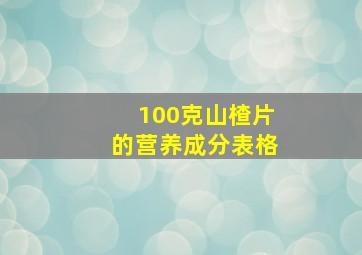 100克山楂片的营养成分表格