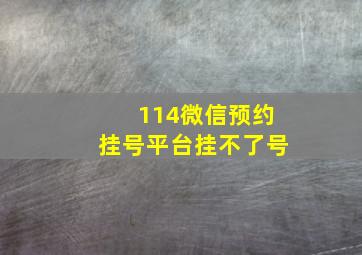 114微信预约挂号平台挂不了号