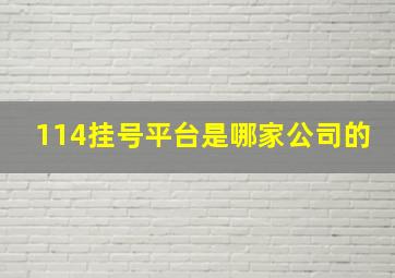 114挂号平台是哪家公司的