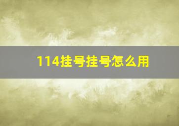 114挂号挂号怎么用