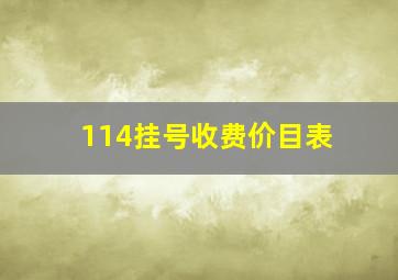 114挂号收费价目表