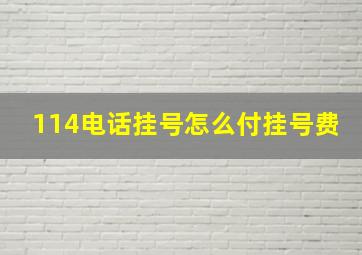 114电话挂号怎么付挂号费