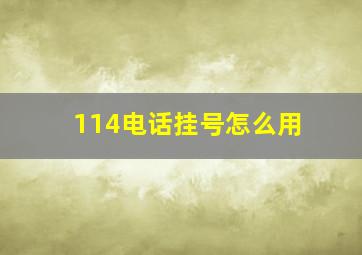 114电话挂号怎么用