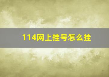 114网上挂号怎么挂