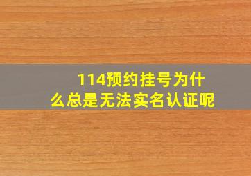 114预约挂号为什么总是无法实名认证呢