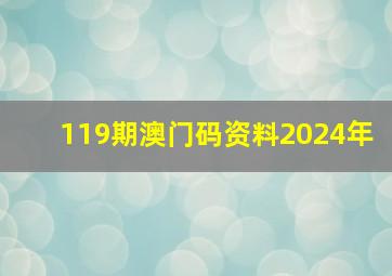 119期澳门码资料2024年