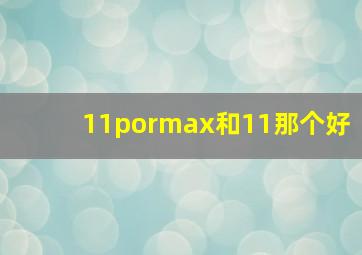 11pormax和11那个好