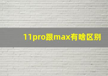 11pro跟max有啥区别