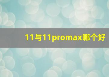 11与11promax哪个好