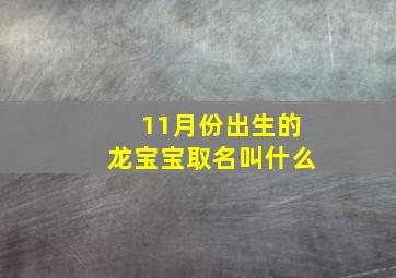 11月份出生的龙宝宝取名叫什么