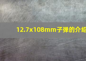 12.7x108mm子弹的介绍