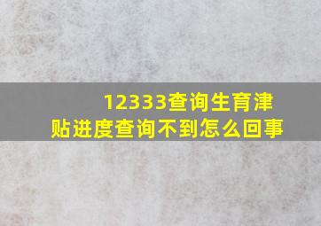 12333查询生育津贴进度查询不到怎么回事