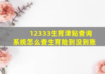 12333生育津贴查询系统怎么查生育险到没到账