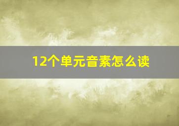 12个单元音素怎么读