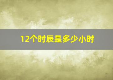 12个时辰是多少小时