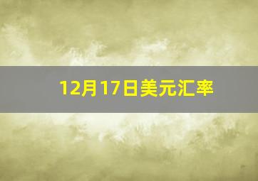 12月17日美元汇率