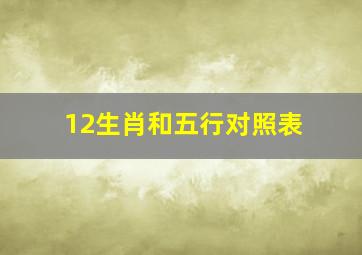 12生肖和五行对照表