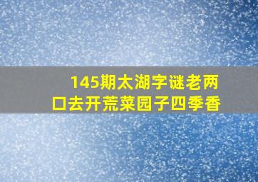 145期太湖字谜老两口去开荒菜园子四季香