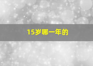 15岁哪一年的