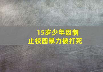 15岁少年因制止校园暴力被打死