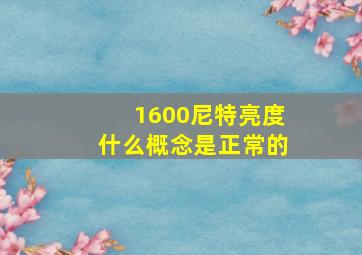 1600尼特亮度什么概念是正常的