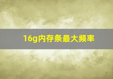 16g内存条最大频率