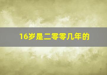 16岁是二零零几年的