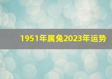 1951年属兔2023年运势