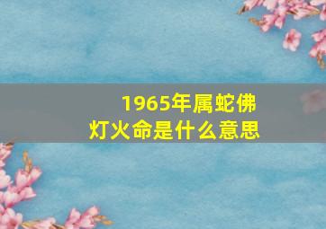 1965年属蛇佛灯火命是什么意思