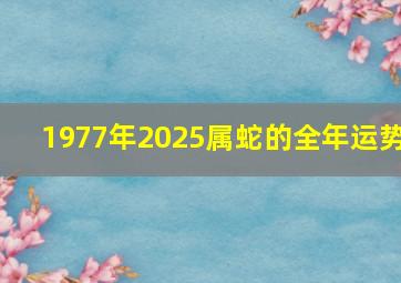 1977年2025属蛇的全年运势