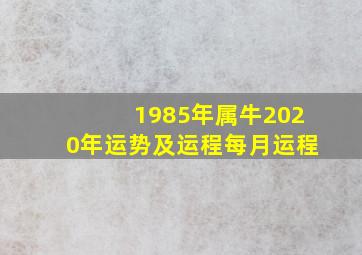 1985年属牛2020年运势及运程每月运程