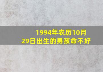 1994年农历10月29日出生的男孩命不好