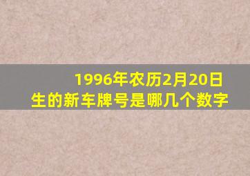 1996年农历2月20日生的新车牌号是哪几个数字