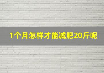 1个月怎样才能减肥20斤呢