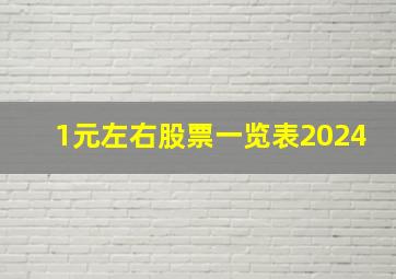 1元左右股票一览表2024