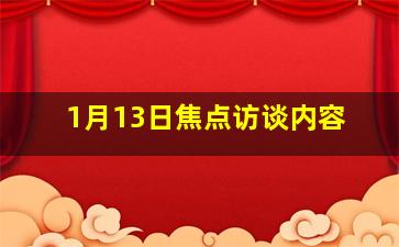 1月13日焦点访谈内容