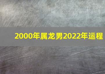 2000年属龙男2022年运程