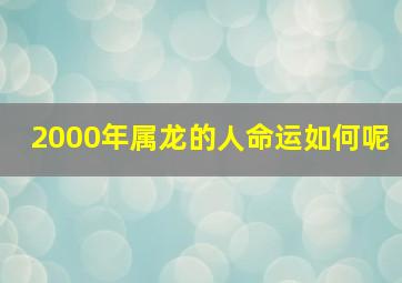 2000年属龙的人命运如何呢