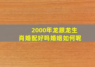 2000年龙跟龙生肖婚配好吗婚姻如何呢