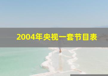 2004年央视一套节目表