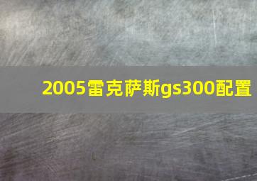 2005雷克萨斯gs300配置