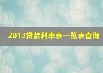 2013贷款利率表一览表查询