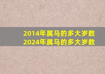 2014年属马的多大岁数2024年属马的多大岁数