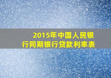 2015年中国人民银行同期银行贷款利率表